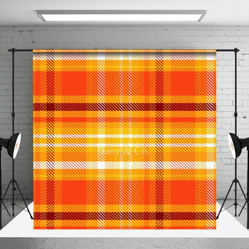 Aperturee - Classic Orange Brown Plaid Fine Art Photo Backdrop