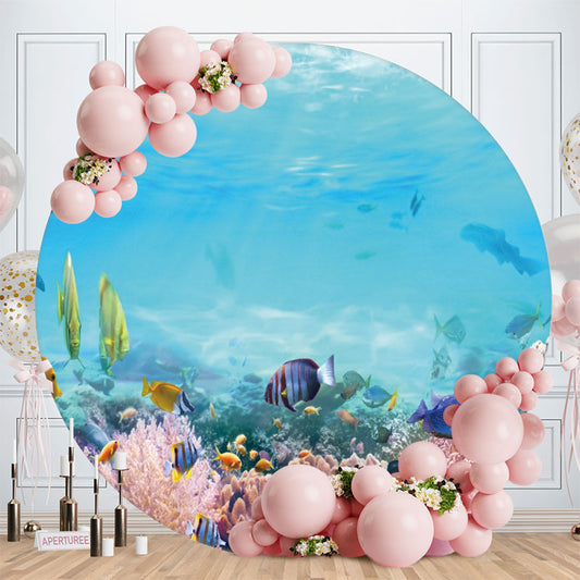 Aperturee - Clear Under Sea With Coral And Fish Round Backdrop