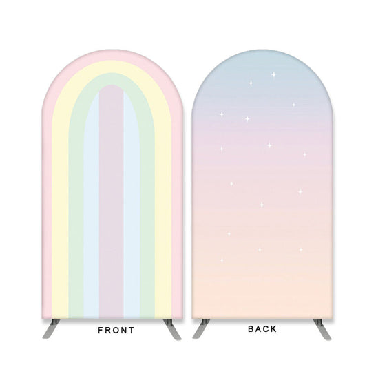 Aperturee Rainbow Pink Theme Double Sided Arch Backdrop
