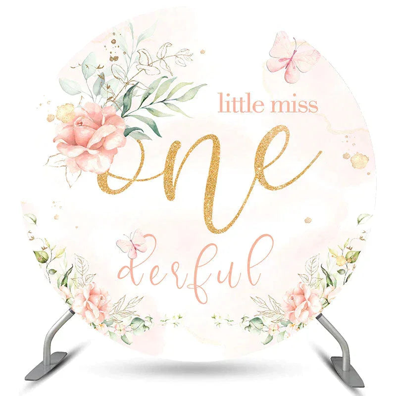 Aperturee Little Miss Onederful Happy Birthday Circle Backdrop