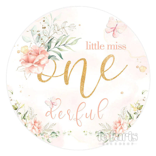 Aperturee Little Miss Onederful Happy Birthday Circle Backdrop