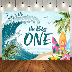 Aperturee - Coconut Palm Surfing Spindrift 1st Birthday Backdrop