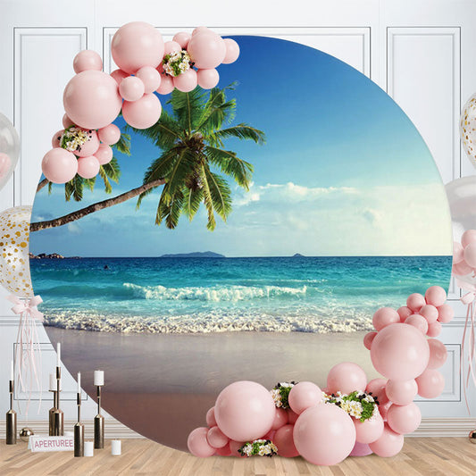Aperturee - Coconut Tree Summer Sea With Beach Round Backdrop