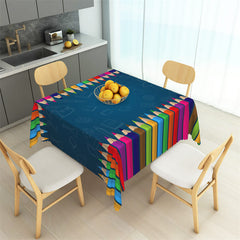 Aperturee - Colored Pencil Deep Lines Blue Square Tablecloth