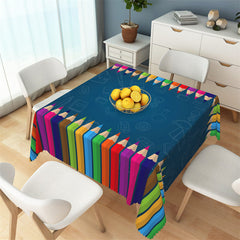 Aperturee - Colored Pencil Deep Lines Blue Square Tablecloth