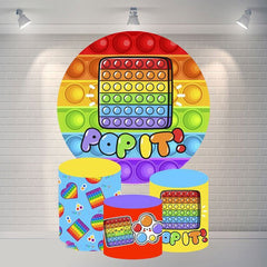 Aperturee Colored Pop It Round Happy Birthday Backdrop For Party