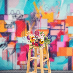 Aperturee - Colorful Art Pattern Brick Graffiti Wall Backdrop