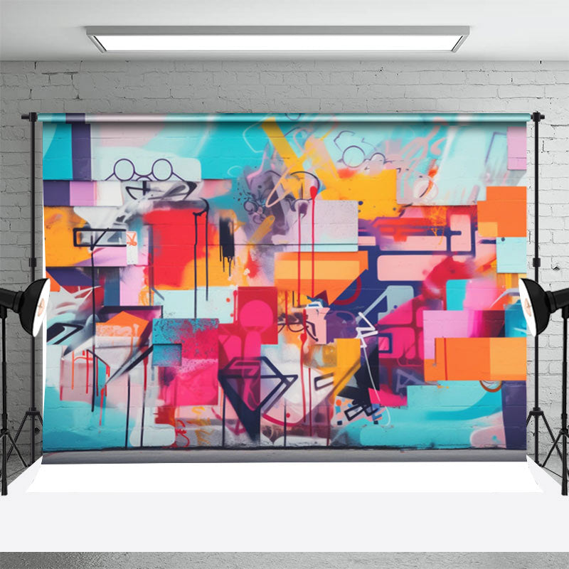 Aperturee - Colorful Art Pattern Brick Graffiti Wall Backdrop