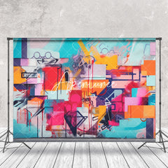 Aperturee - Colorful Art Pattern Brick Graffiti Wall Backdrop