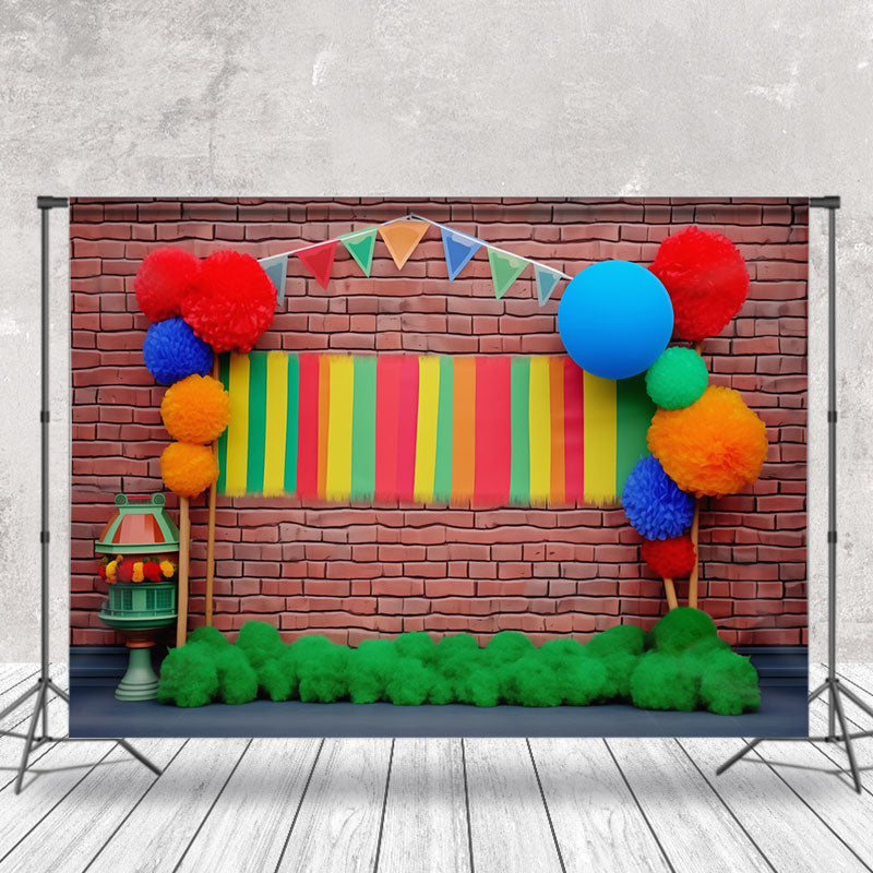 Aperturee - Colorful Ball Shaped Flower Paint Brick Backdrop