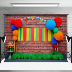 Aperturee - Colorful Ball Shaped Flower Paint Brick Backdrop