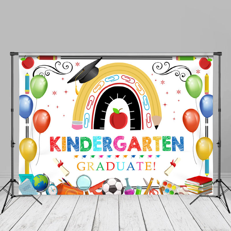 Aperturee - Colorful Balloon Kindergarten Grad Backdrop For Photo