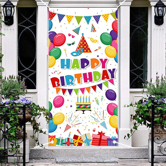 Aperturee - Colorful Balloons Gifts Happy Birthday Door Cover