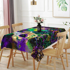 Aperturee - Colorful Bead Feather Mask Rectangle Tablecloth