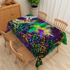 Aperturee - Colorful Bead Feather Mask Rectangle Tablecloth