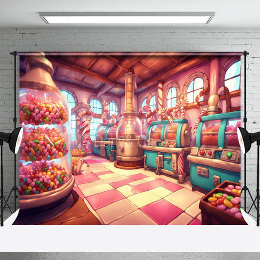Aperturee - Colorful Candy Shop Interior Backdrop For Photo Booth