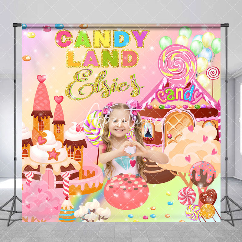 Aperturee - Colorful Candyland Custom Photo Birthday Backdrop