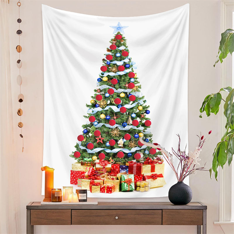 Aperturee - Colorful Christmas Tree Gifts Wall Tapestry Hanging