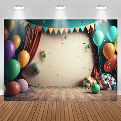 Aperturee - Colorful Confetti Balloons 1st Birthday Backdrop