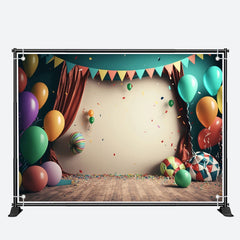 Aperturee - Colorful Confetti Balloons 1st Birthday Backdrop