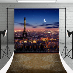 Aperturee - Eiffel Tower City Light Moon Night New Year Backdrop