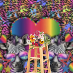 Aperturee - Colorful Cute Zebra Glasses Valentines Day Backdrop