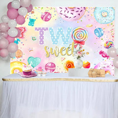 Aperturee - Colorful Donut Candy Heart 2nd Birthday Backdrop