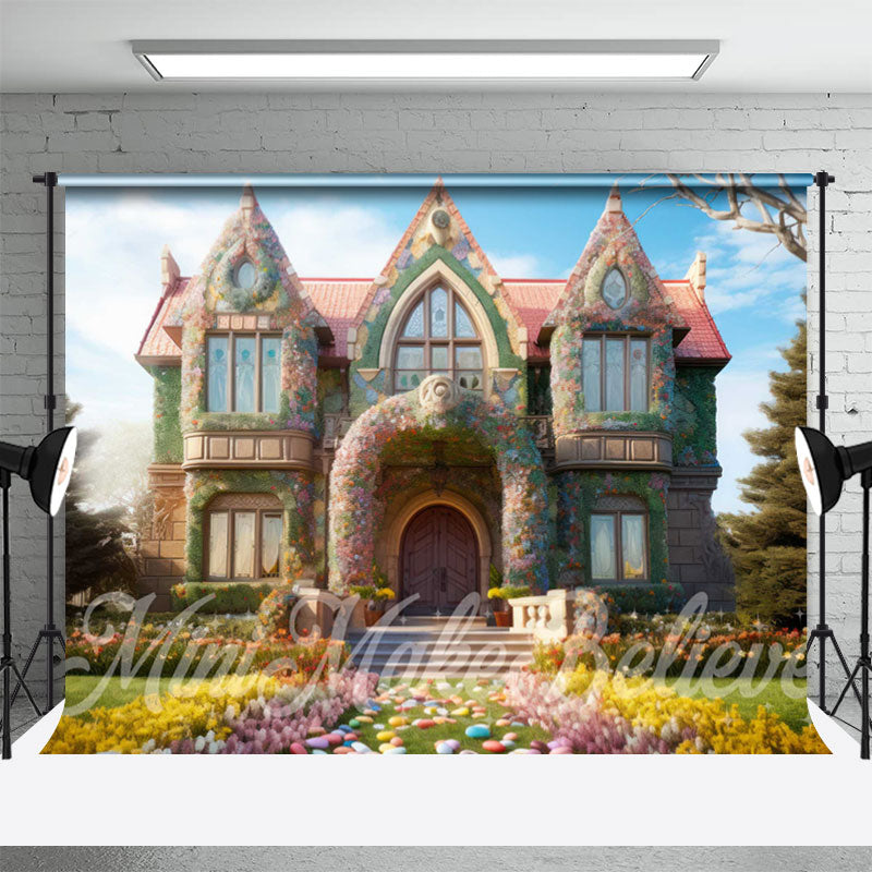 Aperturee - Colorful Eggs Courtyard Fairy House Easter Backdrop
