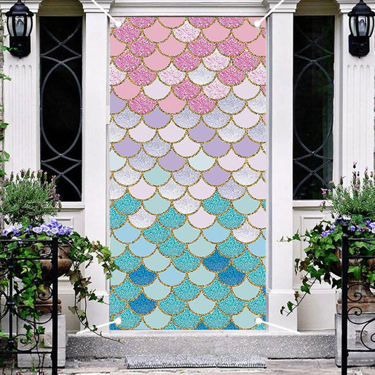 Aperturee - Colorful Fish Scales Simple Baby Shower Door Cover