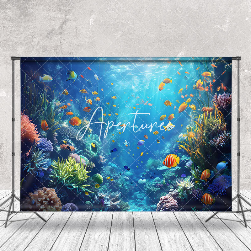 Aperturee - Colorful Fish Seaweed Coral Blue Underwater Backdrop