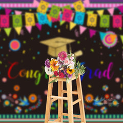 Aperturee - Colorful Flag Mexican Congrats Grad Photos Backdrop