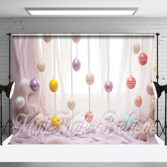 Aperturee - Colorful Hanging Eggs Window Curtain Photo Backdrop