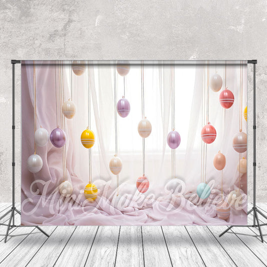Aperturee - Colorful Hanging Eggs Window Curtain Photo Backdrop