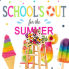 Aperturee - Colorful Ice Cream Schools Out Summer Photo Backdrop