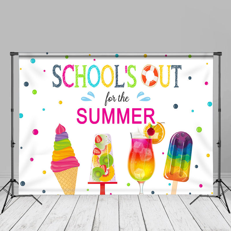 Aperturee - Colorful Ice Cream Schools Out Summer Photo Backdrop