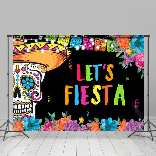 Aperturee - Colorful Lets Fiesta Mexican Taco Party Backdrop