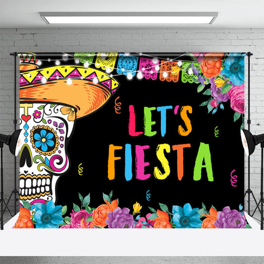Aperturee - Colorful Lets Fiesta Mexican Taco Party Backdrop