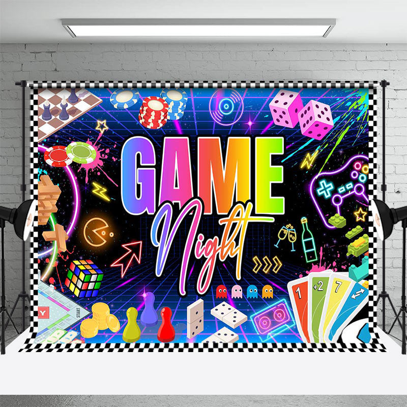 Aperturee - Colorful Neon Game Night Backdrop For Dance Party