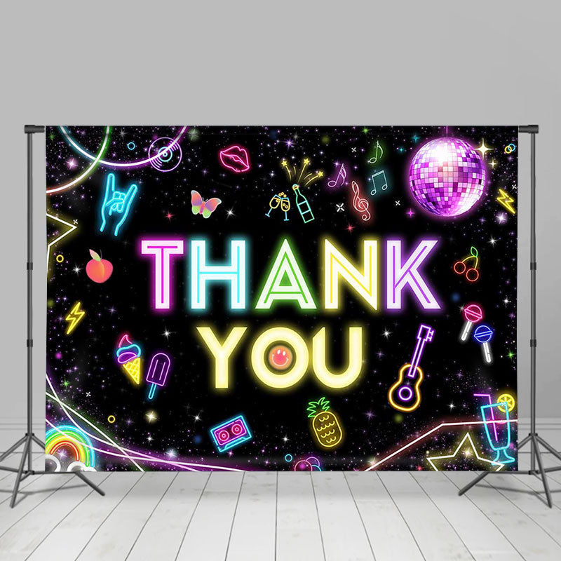 Aperturee - Colorful Neon Light Star Rainbow Thank You Backdrop