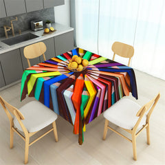 Aperturee - Colorful Painting Pencil Repeat Square Tablecloth