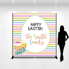 Aperturee - Colorful Stripes Dessert Custom Name Easter Backdrop
