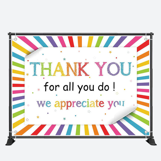 Aperturee - Colorful Stripes Teacher Appreciation Week Backdrop