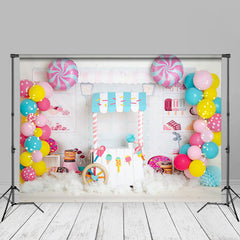 Aperturee - Colorful Sweet Candy Store Balloons Birthday Backdrop