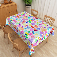 Aperturee - Colorful Watercolor Hearts Rectangle Tablecloth