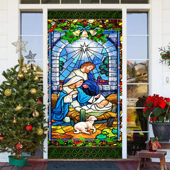 Aperturee - Colourful Holy God Baby Sheep Christmas Door Cover