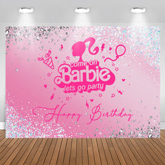 Aperturee - Come On Lets Go Party Pink Girl Birthday Backdrop