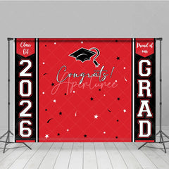 Aperturee - Congrats 2026 Grad Black Red Graduation Backdrop