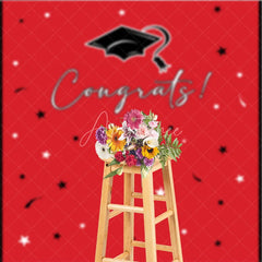 Aperturee - Congrats 2026 Grad Black Red Graduation Backdrop