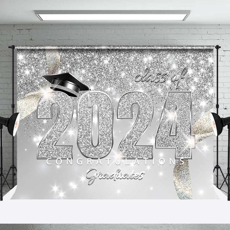 Aperturee - Congratulations Class Of 2024 Glitter Photo Grad Backdrop