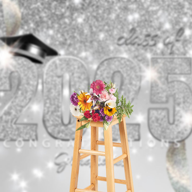 Aperturee - Congratulations Class Of 2025 Glitter Photo Grad Backdrop